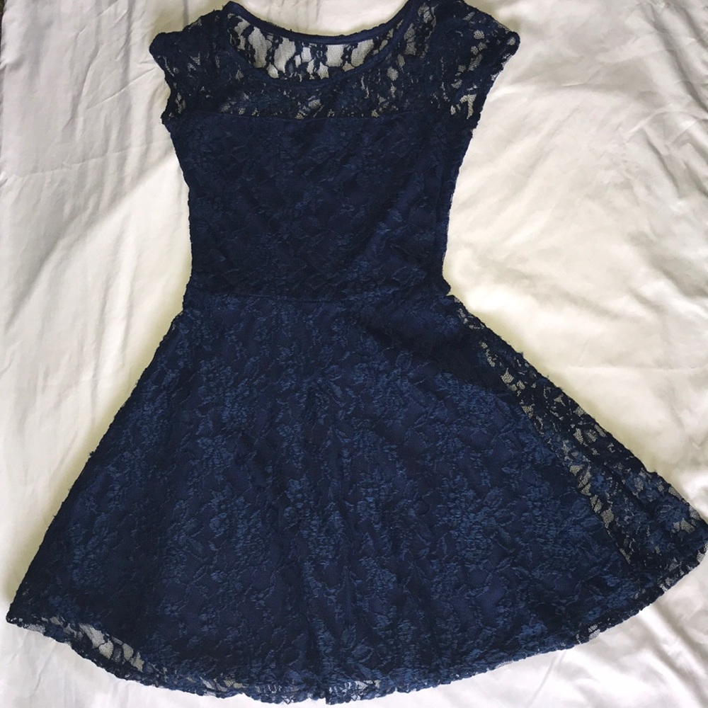 Navy blue, lazed dress, only worn once, size XS